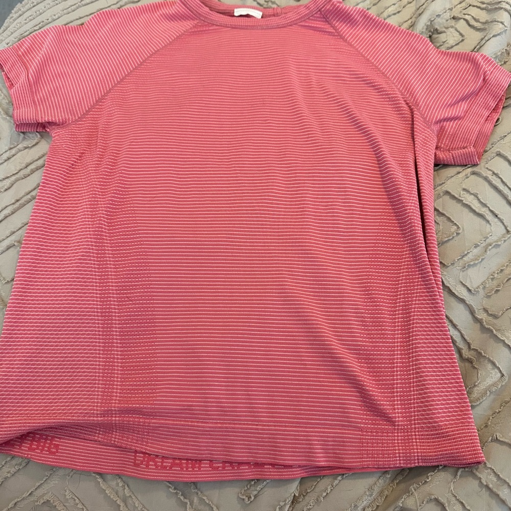 Athleta Kids Pink Striped Short Sleeve Tee